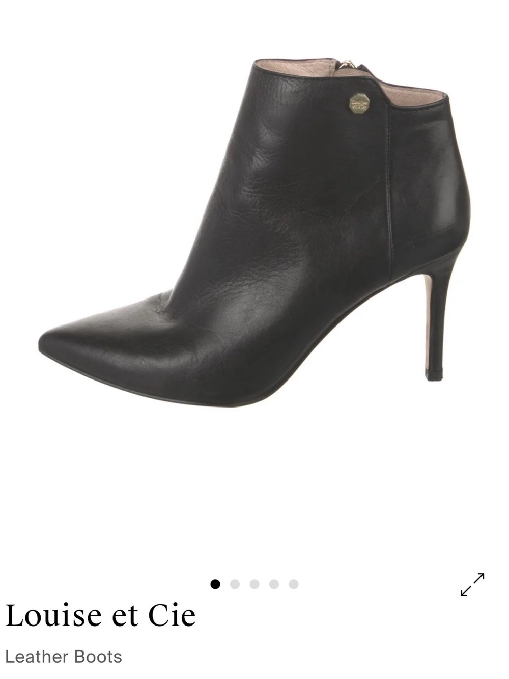 Louise et Cie Black Leather Pointed Ankle Bootie